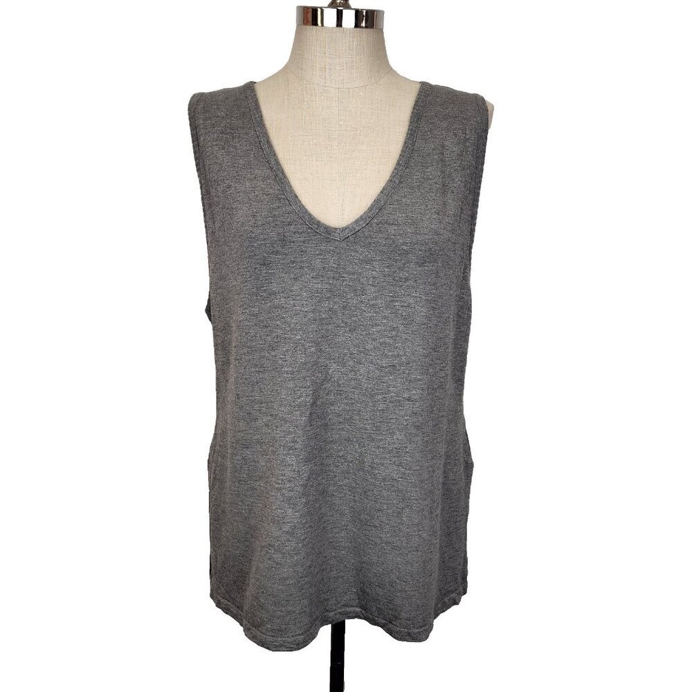 The Normal Brand NWT Malakos V-Neck Knit Lounge Tank L Gray Soft Quiet Luxury